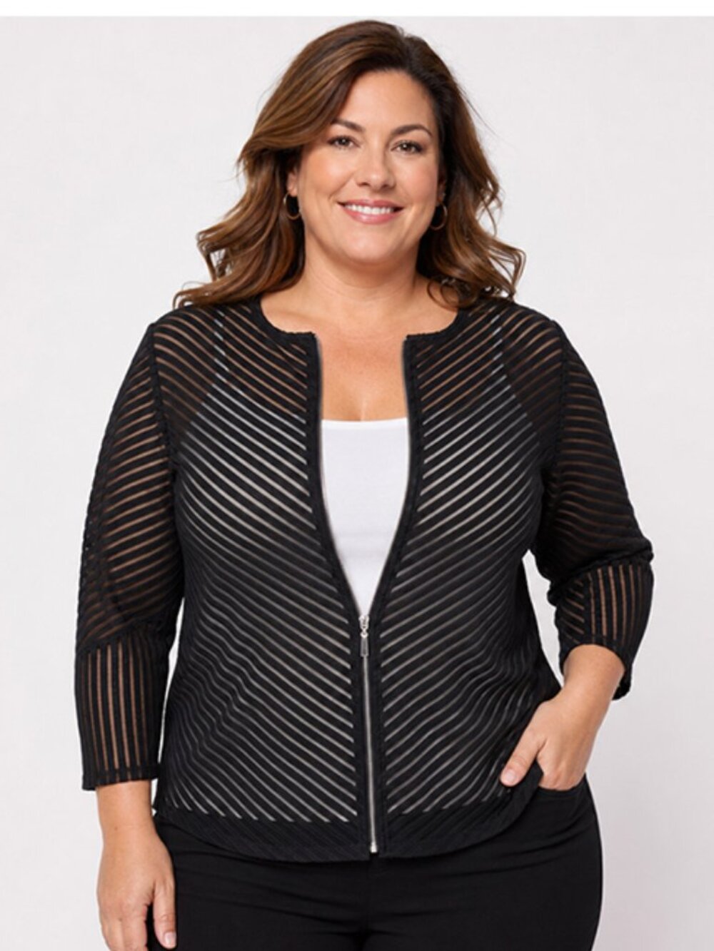 Chico’s EasyWear Zip Front Cardigan- Chico’s Size 3(16/18)